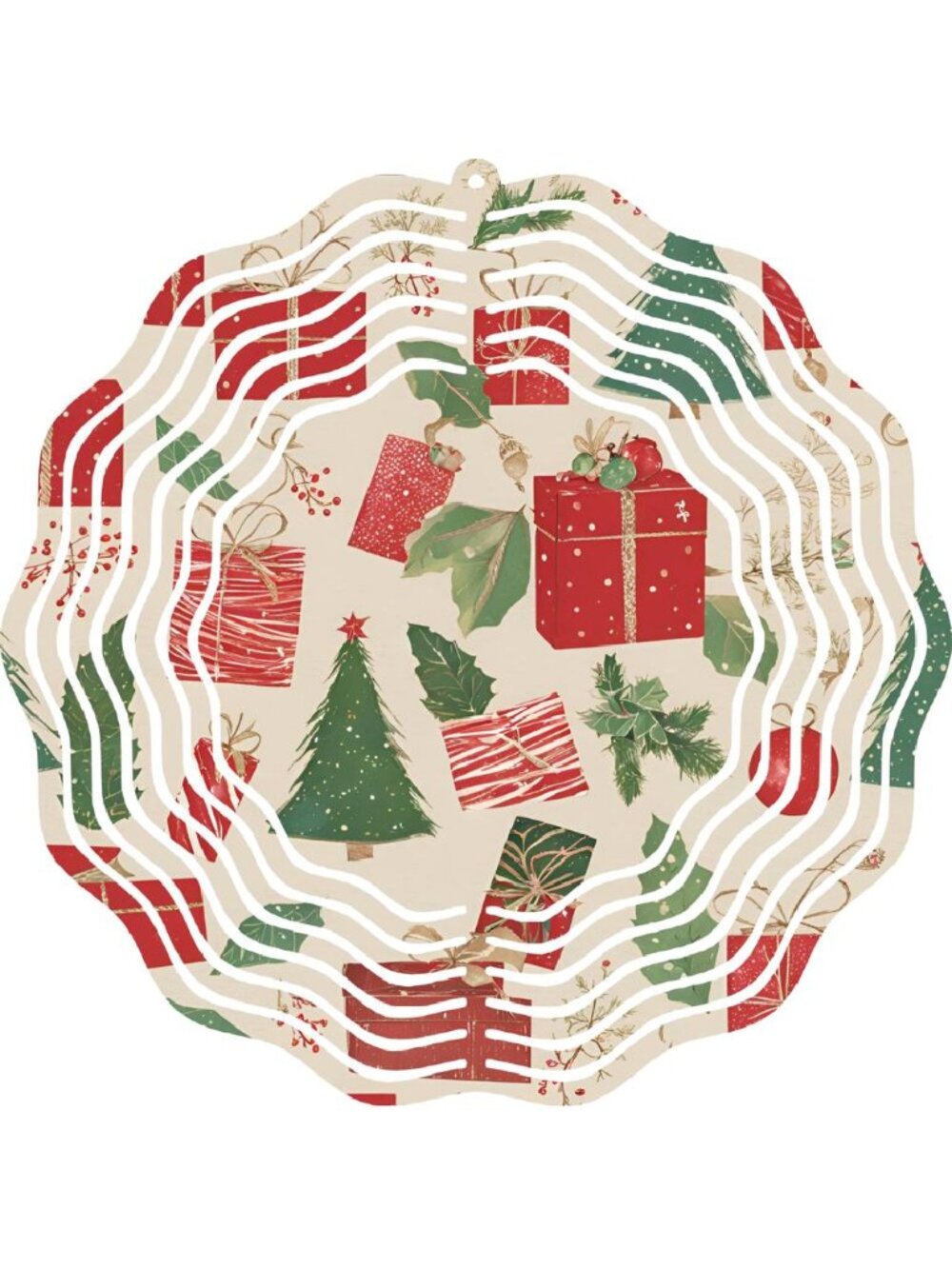 Christmas Yard 3D Wind Spinners Metal Large 10" Outdoor Hanging Decor Round